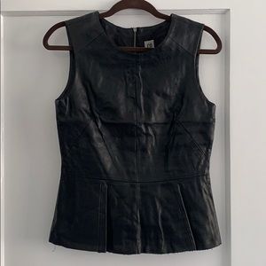 Faux Leather Sleeveless Peplum